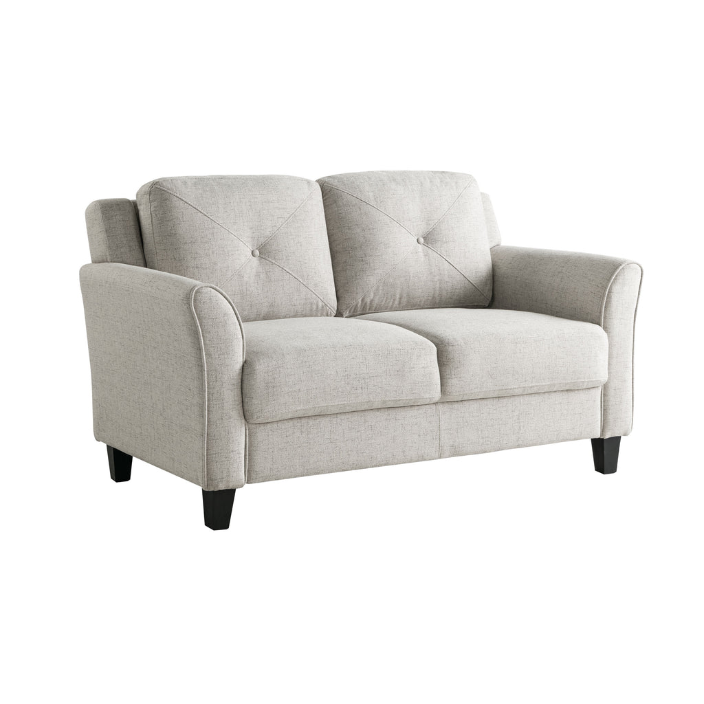 Beige Fabric Loveseat with Curved Arms H9919