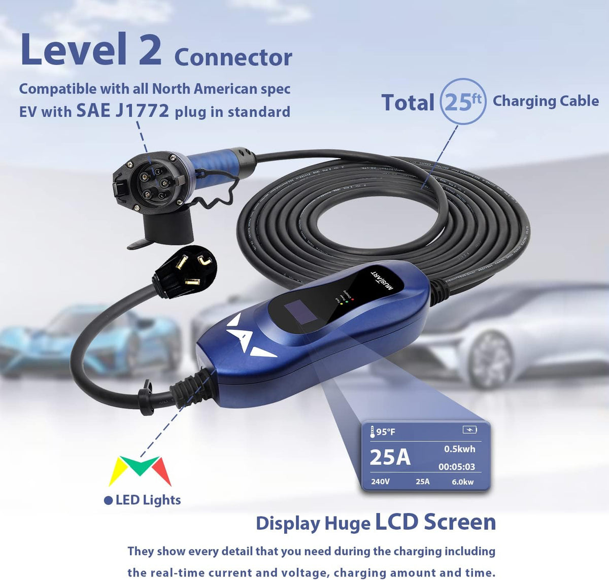 Portable EV Charger with 25ft Cable Q549