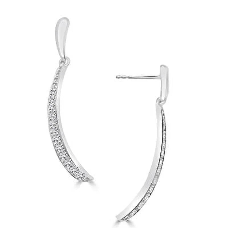 Simulated Round Brilliant Dangle Earrings in Sterling Silver C291
