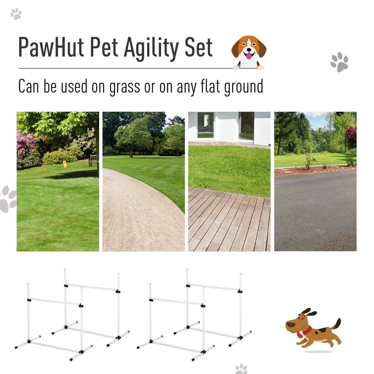 4 Piece Dog Agility Equipment with Adjustable Height Jump Bars A852