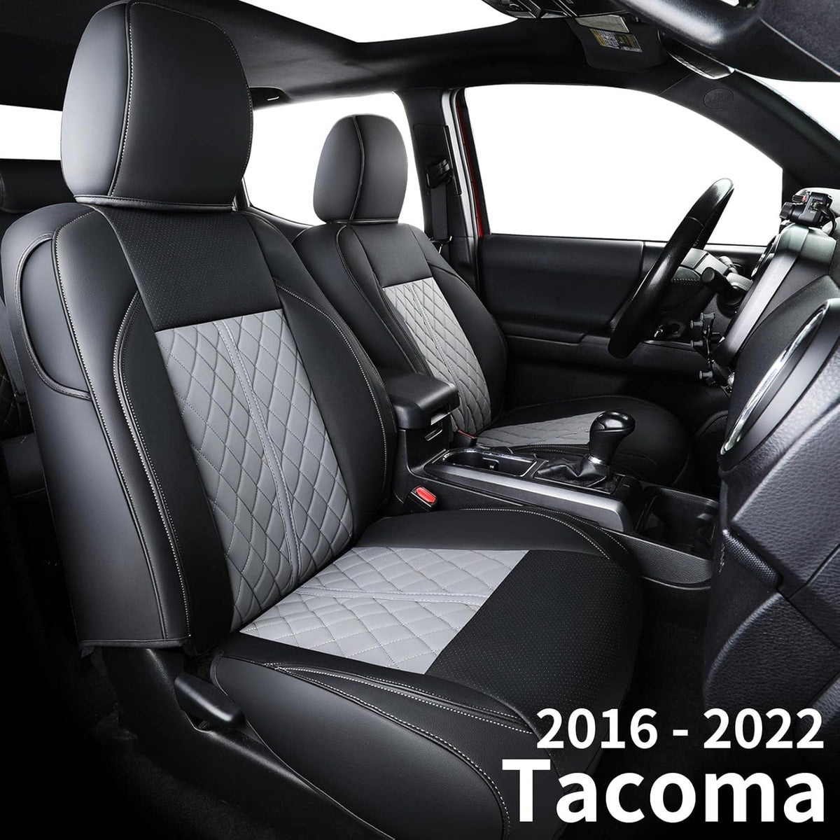 Black Water Proof Faux Leather Seat Covers for Tacoma Crew Cab K624