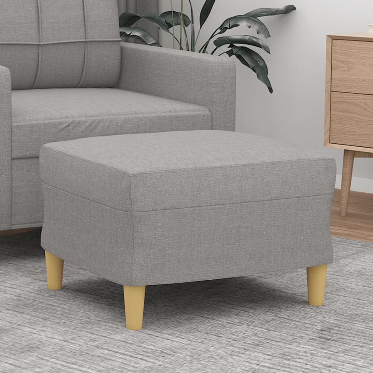 Fabric Padded Ottoman with Wood Legs Stool P1334