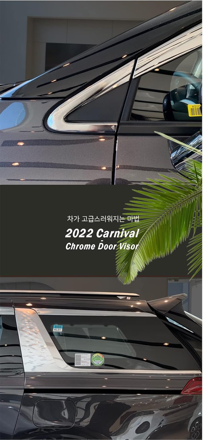 A-Pillar Post Trim and Quarter Trim for Kia Carnival 2022 (4PCs) Chrome Finish Tape-On Style O979