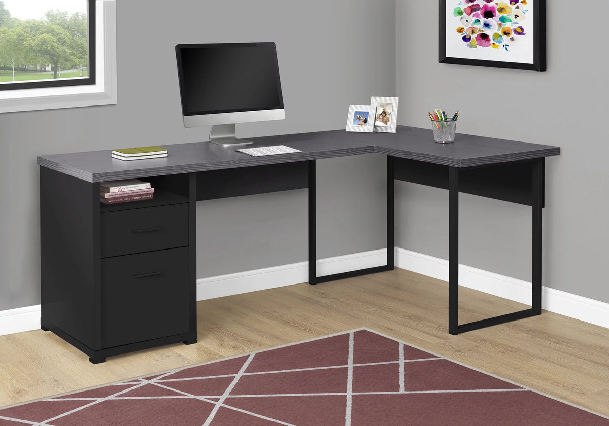 Black And Grey L Shape Corner Computer Desk K777