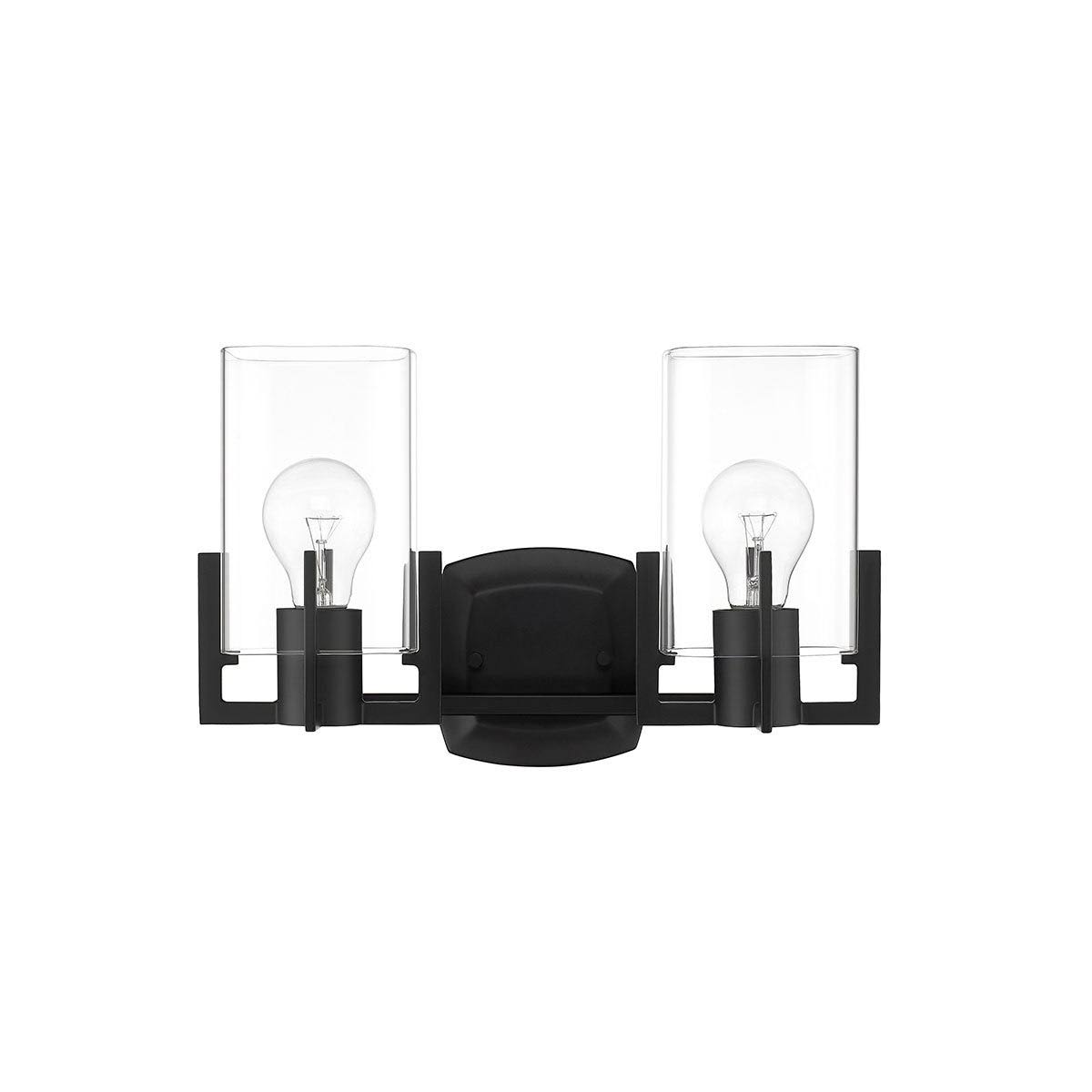 2 Light Matte Black Bathroom Vanity Light L773374
