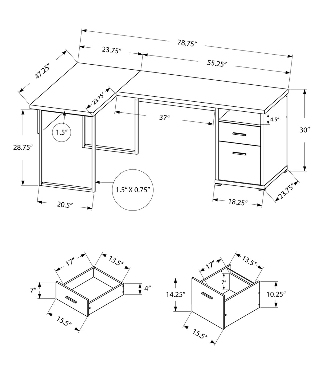 Black And Grey L Shape Corner Computer Desk K777